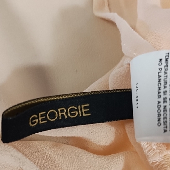 Pink Sheer Netting Embroidered Long Button Up Vest Shirt Side Slits - Picture 10 of 13